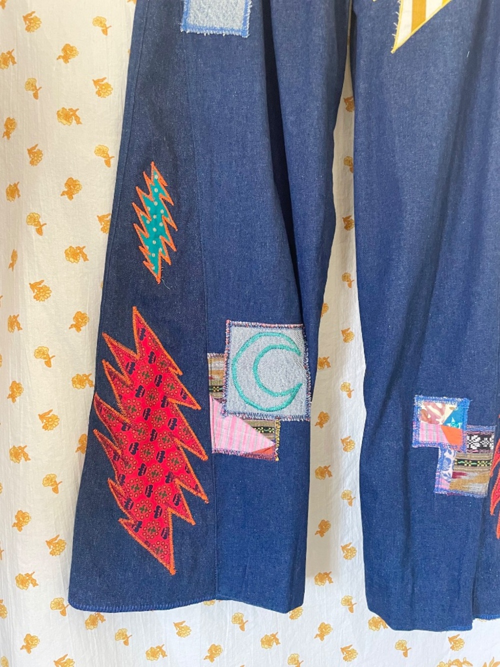 Upcycled Noah’s Flood Patchwork Pull On Jeans - Picture 2 of 8